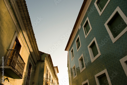 Sao Luis do Maranhao, Maranhao, Brazil - May 18, 2016: Colonial houses in the historic center of Sao Luis do Maranhao during sunrise photo
