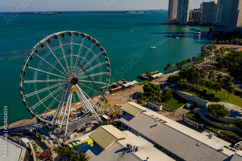 Aerial photo Skyviews Miami Ferris Wheel Bayside Downtown