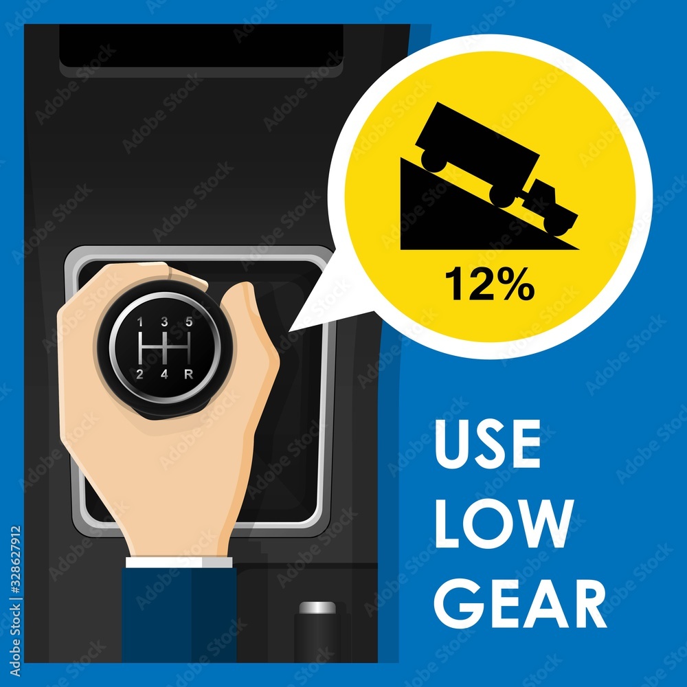 Use Low Gear Manual Transmission of Car Vehicle when Downhill or Uphill