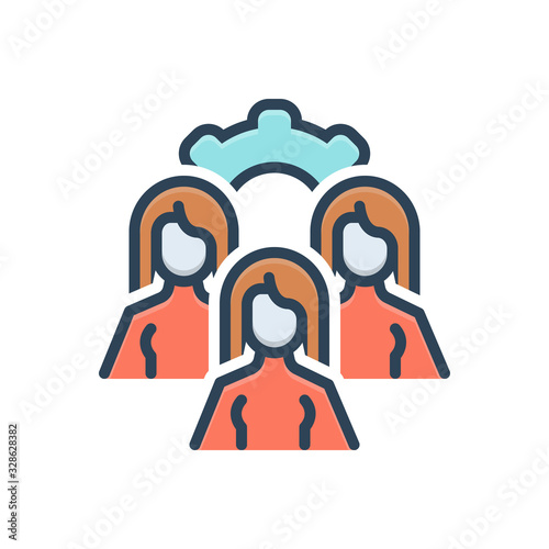 Color illustration icon for team