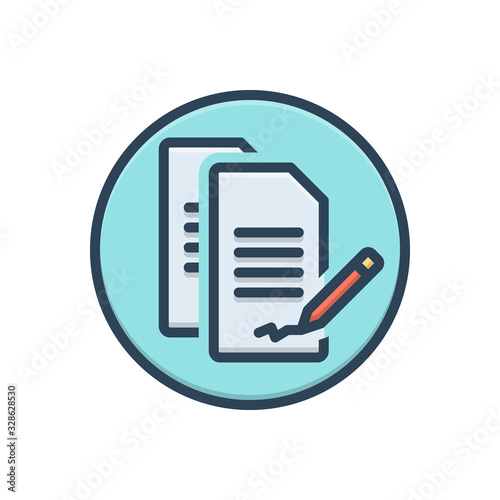 Color illustration icon for contract