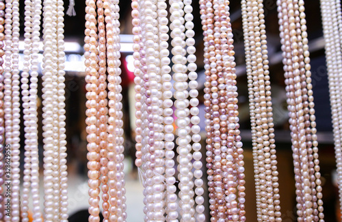 Pearl beads on a counter