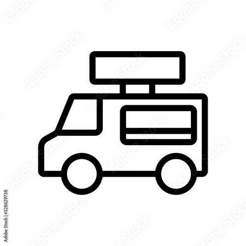 Food truck Icon vector. Thin line sign. Isolated contour symbol illustration