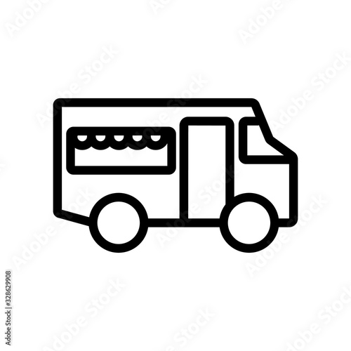 Food truck Icon vector. Thin line sign. Isolated contour symbol illustration