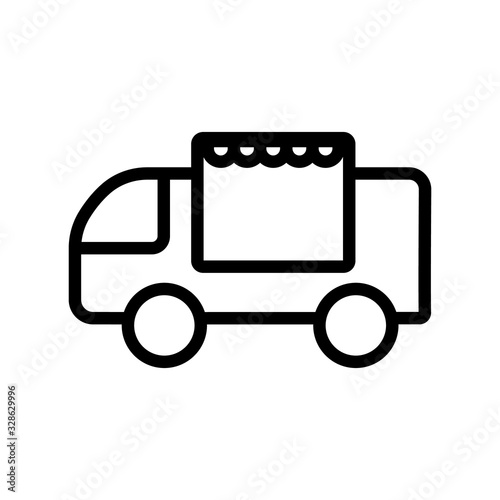 Food truck Icon vector. Thin line sign. Isolated contour symbol illustration