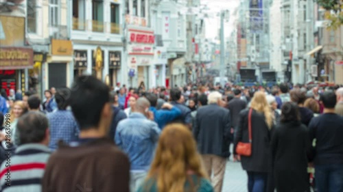 Wallpaper Mural Time Lapse Crowded Pedestrian Crossing in Big City. High Angle Shot Torontodigital.ca
