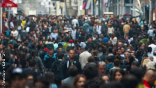 Wallpaper Mural Time Lapse Crowded Pedestrian Crossing in Big City. High Angle Shot Torontodigital.ca