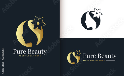 flower beauty salon and hair treatment logo