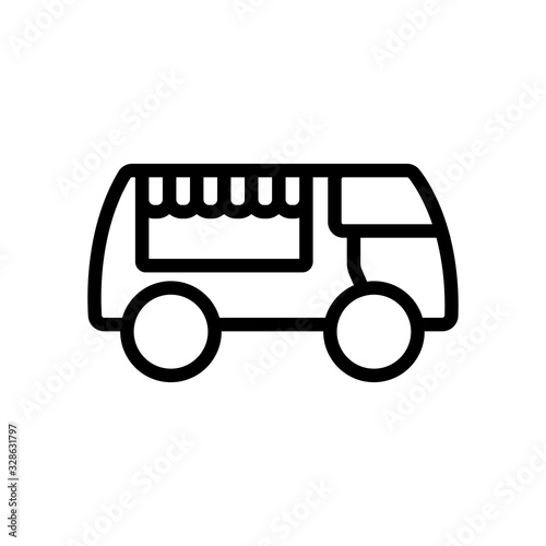 Food truck Icon vector. Thin line sign. Isolated contour symbol illustration