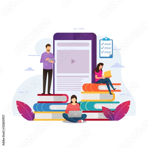 Vector illustration of education design concept for online course