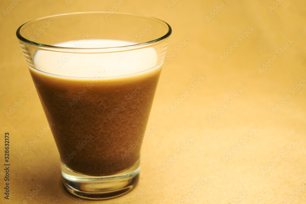 Cocoa milk in a glass