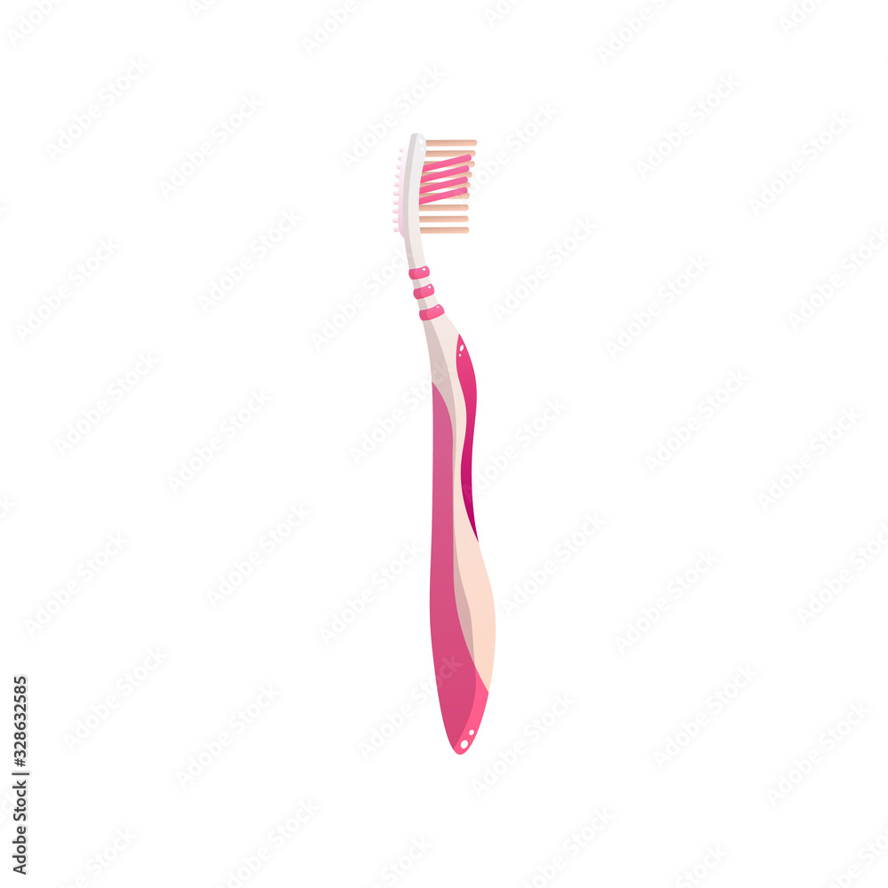 Beautiful toothbrush of red color of an unusual form. Beautiful toothbrush of red color of an unusual form.