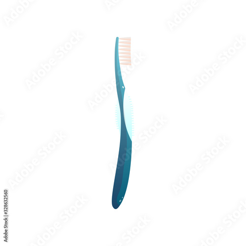 Beautiful toothbrush of blue color of an unusual form.