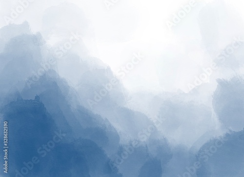 Blue watercolor  white background  used as background in weddings and other events.