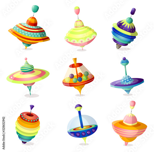 Set of colorful modern whirligig toy for home kids