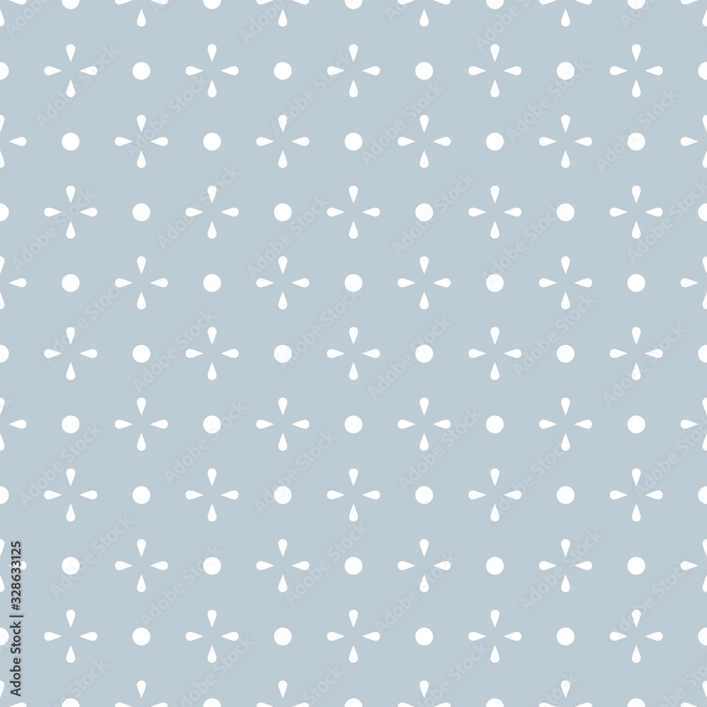 Geometric seamless white and grey pattern. Isolated objects and points on background, abstract simple design. Modern minimal design. Vector illustration perfect for graphic design ,textiles, print.
