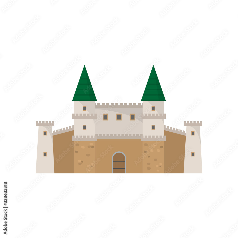 Medieval old stone architecture castle with green roof Medieval old stone architecture castle with green roof