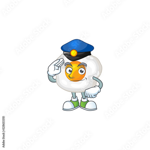 A cartoon of fried egg dressed as a Police officer © kongvector