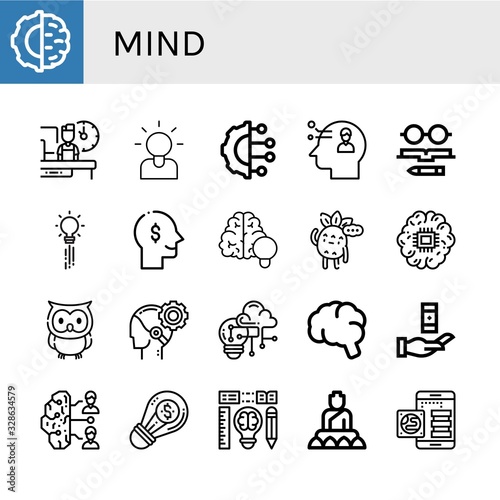 mind simple icons set