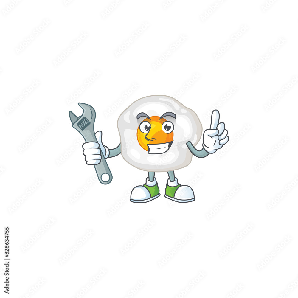 mascot design concept of fried egg mechanic mascot design concept of fried egg mechanic