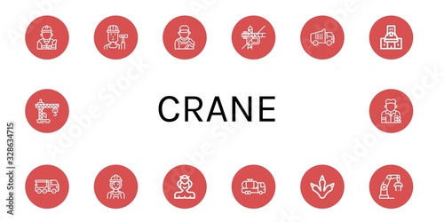 crane simple icons set