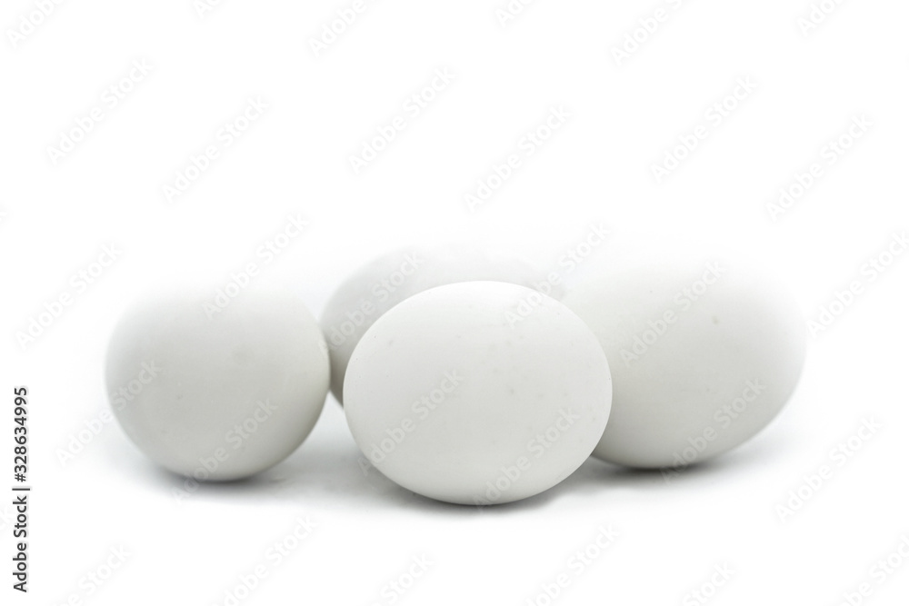 white duck eggs isolated on white background
