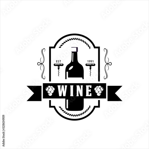 wine labels logo. Elements for design on the wine theme. Collection of wine symbols: grape, bottle, barrel. Modern labels of wine. Emblems and logos of wine. Vector illustration