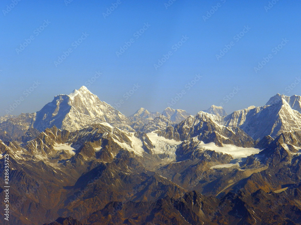 Snow capped peaks ,Himalayas, Nepal, India .