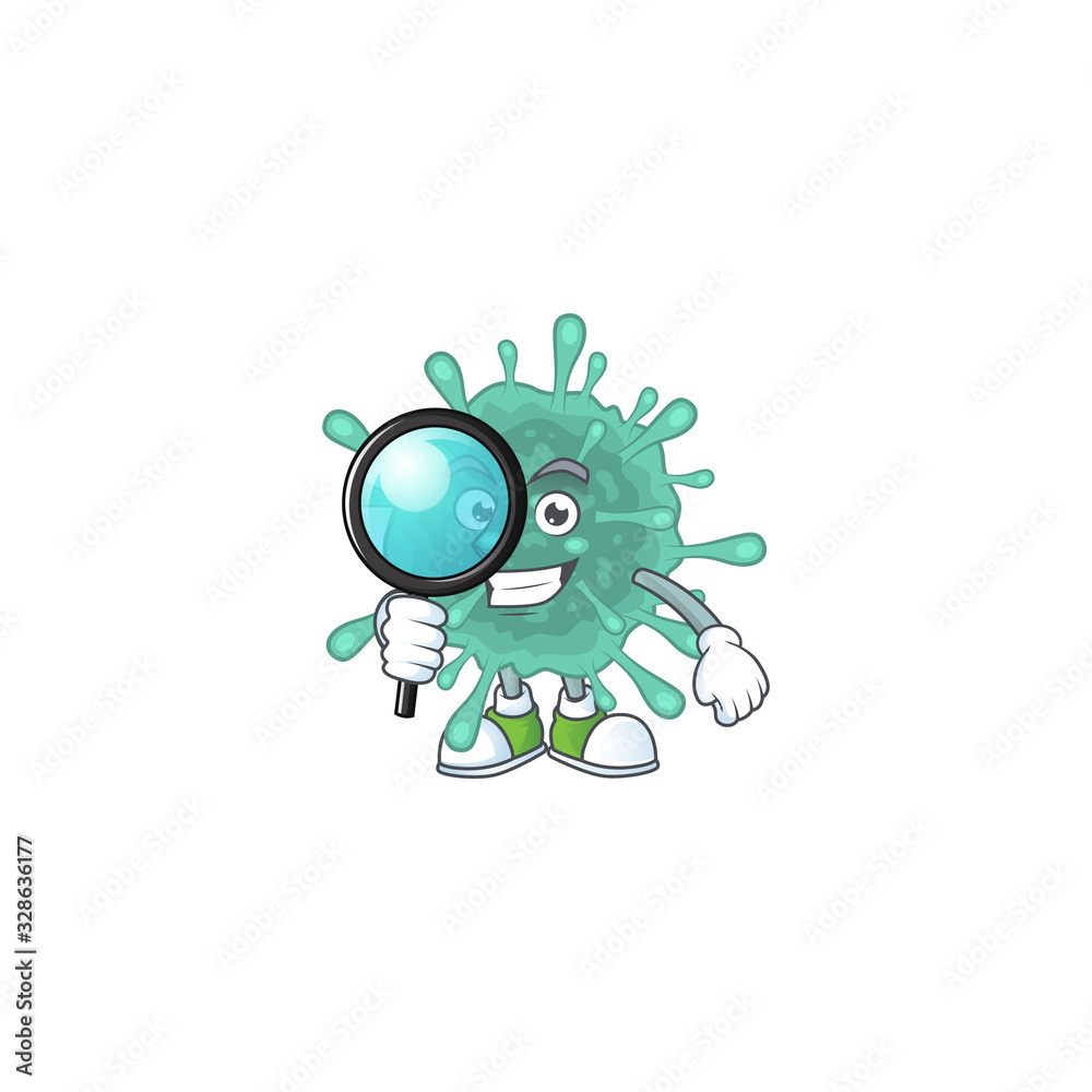 Cool and Smart coronaviruses Detective mascot design style