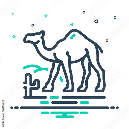 Mix icon for camel in desert 