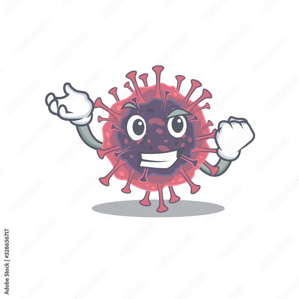 microbiology coronavirus cartoon character style with happy face