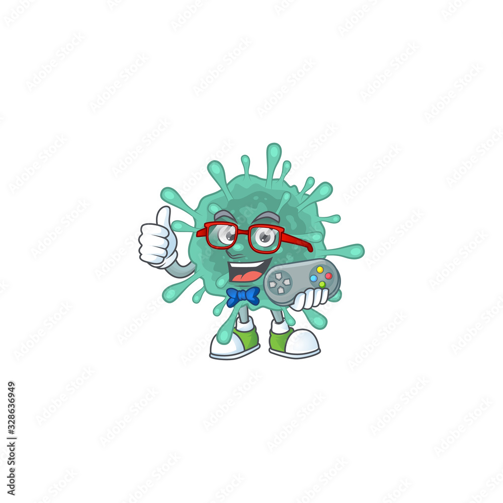 Talented coronaviruses gamer mascot design using controller Talented coronaviruses gamer mascot design using controller