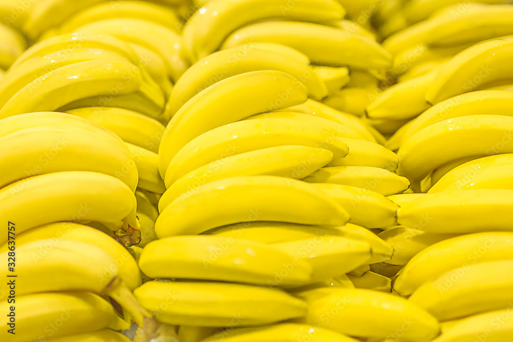 Fresh clear banana sunny yellow background texture