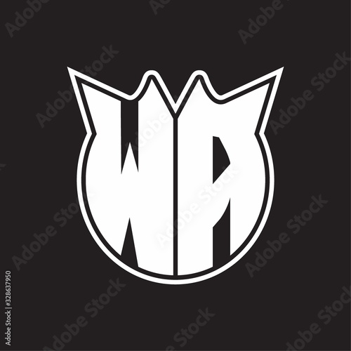 WALogo monogram with horn shape style design isolated on black background photo