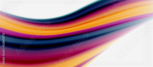 Wave lines abstract background, smooth silk design with rainbow style colors. Liquid fluid color waves. Vector Illustration