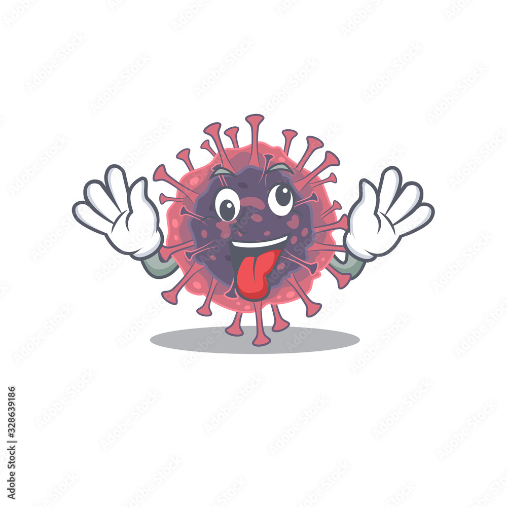 A picture of crazy face microbiology coronavirus mascot design style