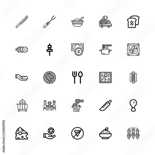 Editable 25 lunch icons for web and mobile