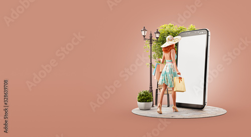 Unusual 3d illustration smart phone application
