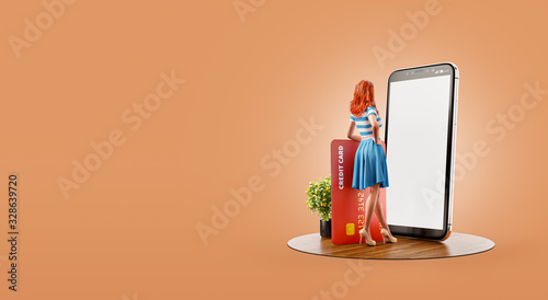 Unusual 3d illustration smart phone application