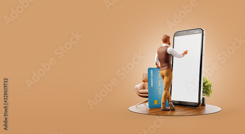 Unusual 3d illustration smart phone application
