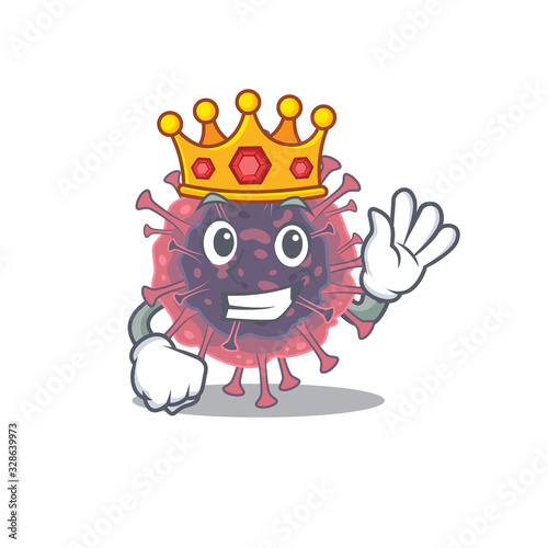 The Royal King of microbiology coronavirus cartoon character design with crown
