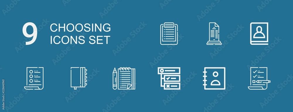 Editable 9 choosing icons for web and mobile