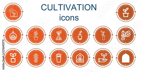 Editable 14 cultivation icons for web and mobile