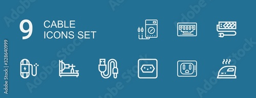 Editable 9 cable icons for web and mobile