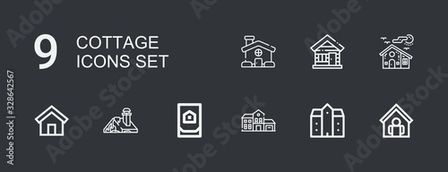 Editable 9 cottage icons for web and mobile