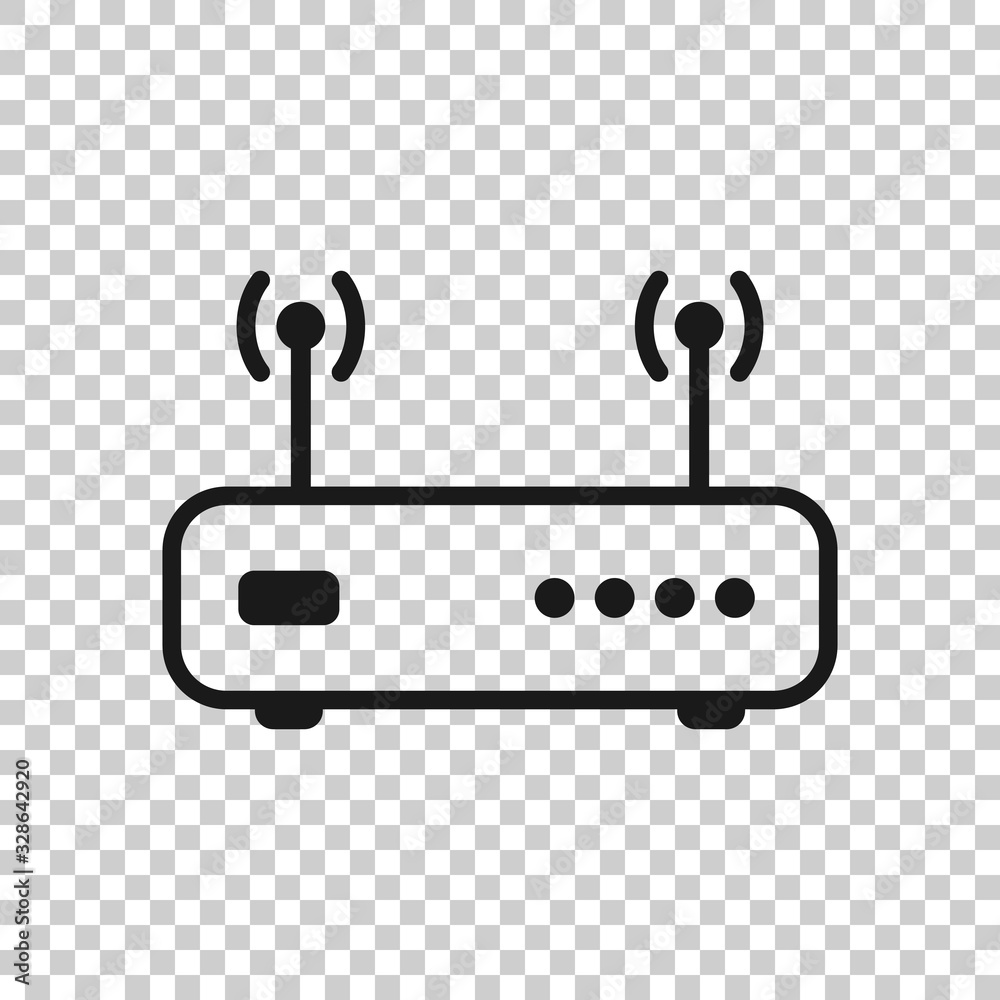 Wifi router icon in flat style. Broadband vector illustration on white isolated background. Internet connection business concept. Wifi router icon in flat style. Broadband vector illustration on white isolated background. Internet connection business concept.