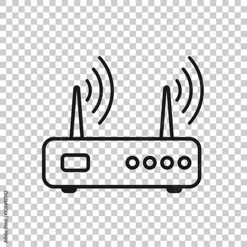 Wifi router icon in flat style. Broadband vector illustration on white isolated background. Internet connection business concept.