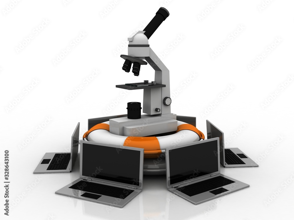 3d rendering Microscope with computer network