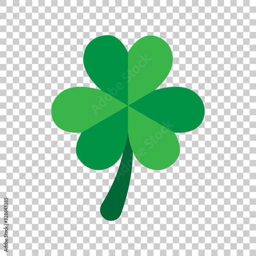 Three leaf clover icon in flat style. St Patricks Day vector illustration on white isolated background. Flower shape business concept.