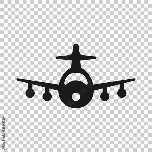 Plane icon in flat style. Airplane vector illustration on white isolated background. Flight airliner business concept.
